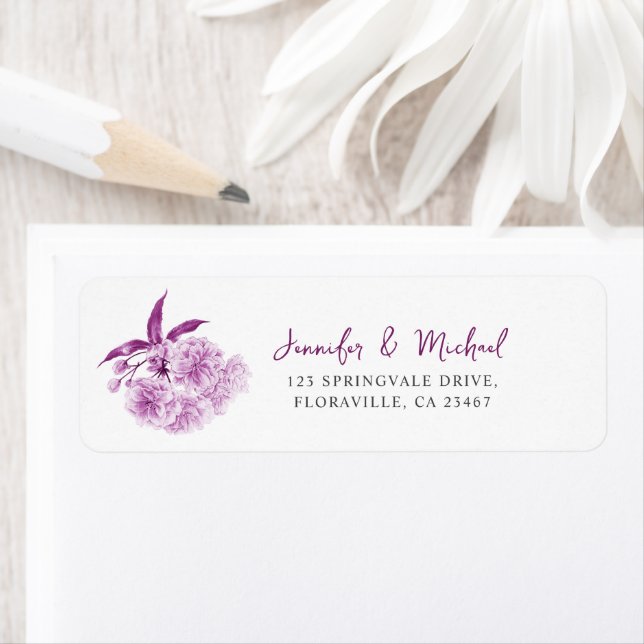 Purple mauve blossom spring wedding watercolor (Insitu)