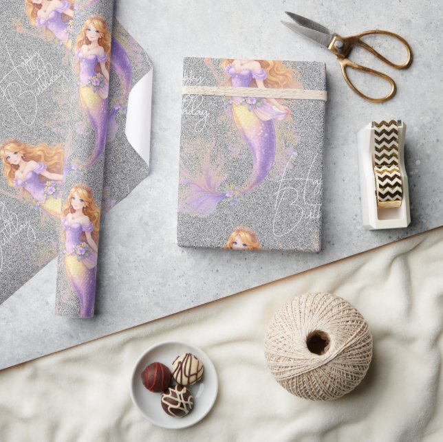 Purple mermaid  geschenkpapier (Basteln)