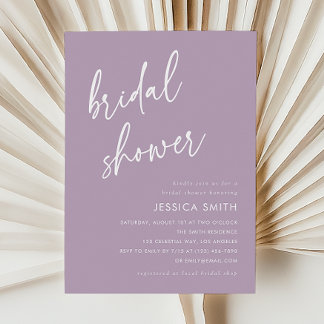 Purple Minimalist Modern Bridal Shower Einladung