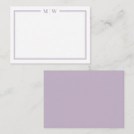 Purple Minimalist Monogram Mitteilungskarte