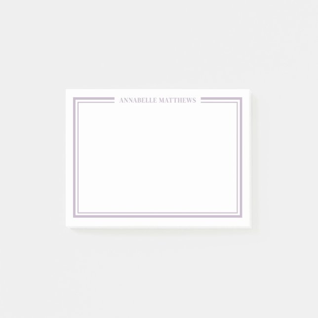 Purple Minimalist Monogram Post-it Klebezettel (Vorderseite)