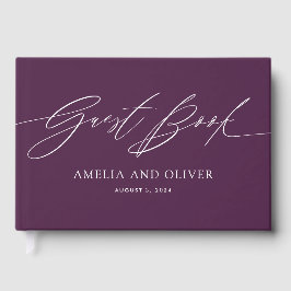 Purple Minimalist Wedding Guest Book Gästebuch