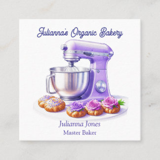 Purple Mixer Bread Bakery Pastry Chef Quadratische Visitenkarte