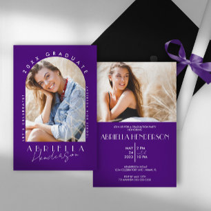 Purple Modern Photo Graduation Invitation