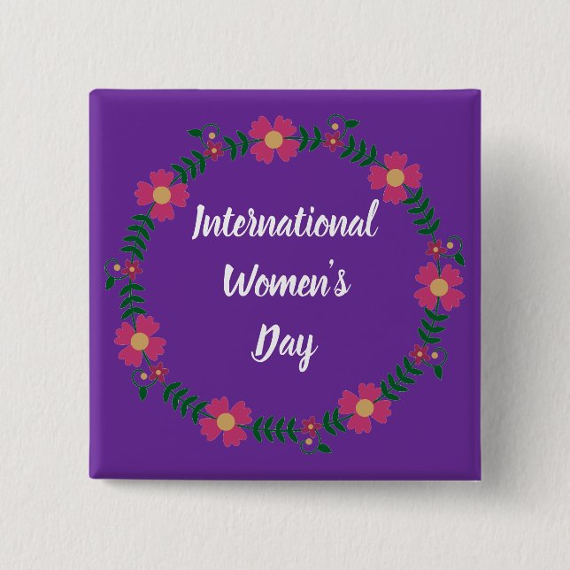 Purple Modern Womens Day Custom Size Button (Vorderseite)