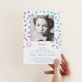 Purple moderne + Invitations de Bat mitzvah photo 