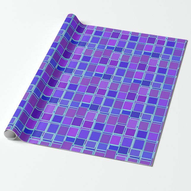 Purple Mosaic Squares Tile Pattern Geschenkpapier (Ungerollt)