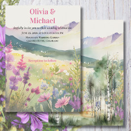 Purple Mountain Wildflowers Wedding Invitation Einladung