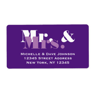 Purple Mr und Mrs. address labels for wedding mail