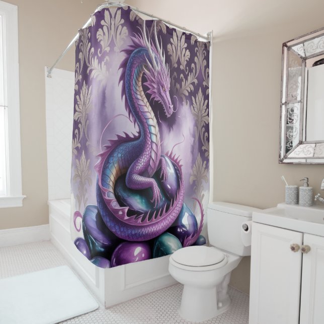 Purple Mystic Dragon Gothic Duschvorhang (Beispiel)