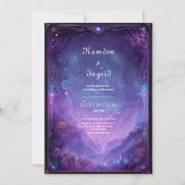 Purple Nebula Celestial Galaxy Vista Wedding Einladung
