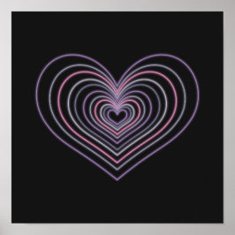 Purple Neon Heart Wall Art Poster