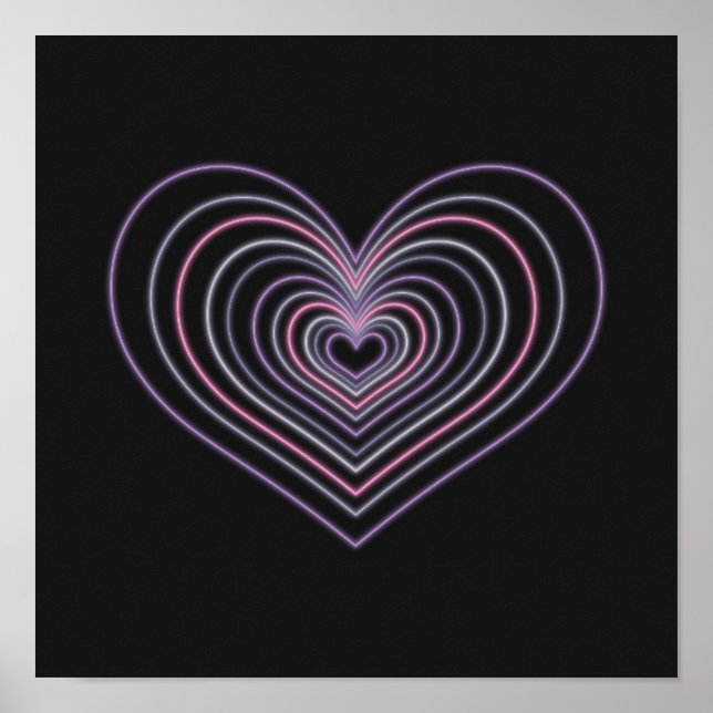 Purple Neon Heart Wall Art Poster (Vorne)