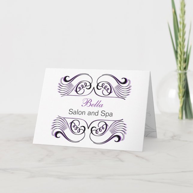 Purple noir & blanc Chic Business Merci Cartes (Devant)