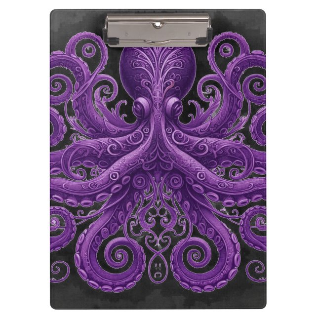 Purple Octopus Victorian Steampunk Kraken  Klemmbrett (Vorderseite)