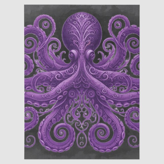 Purple Octopus Victorian Steampunk Kraken  Seidenpapier (Vorderseite)