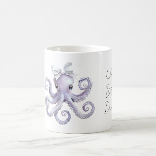 Purple Octopus White Bow Kaffeetasse (Mittel)