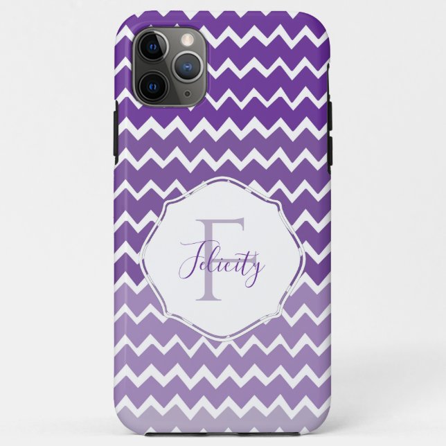 Purple Ombre Chevron coque iphone personnalisé (Dos)