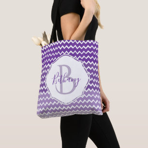 Purple Ombre Chevron Sac fourre-tout personnalisé