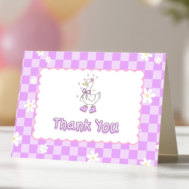 Purple One Silly Goose-Girl's First Birthday  Dankeskarte (Purple One Silly Goose Thank You cards.)