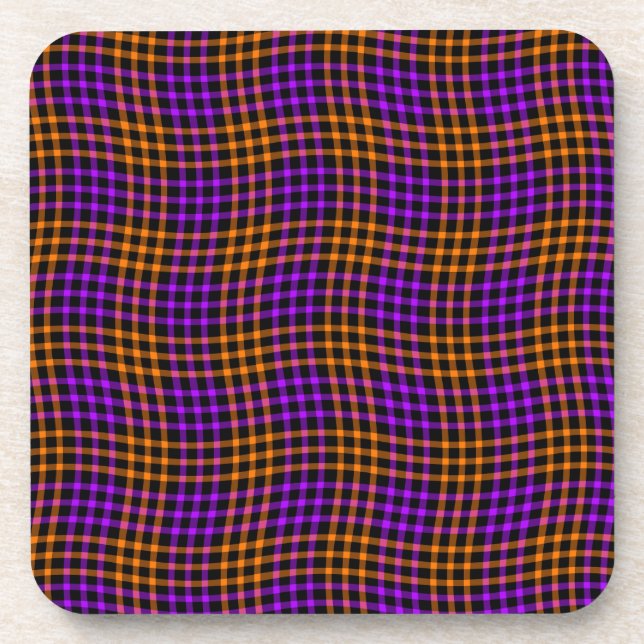 Purple Orange Plaid Checker Seamless Pattern Getränkeuntersetzer (Vorderseite)