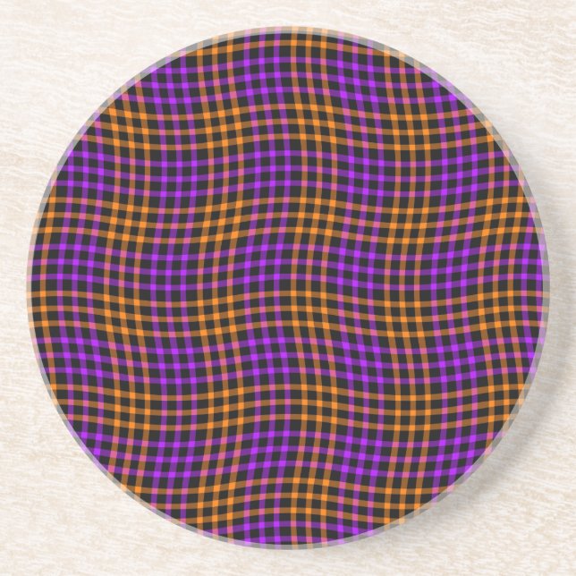 Purple Orange Plaid Checker Seamless Pattern Getränkeuntersetzer (Vorne)