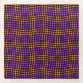 Purple Orange Plaid Checker Seamless Pattern Glasuntersetzer