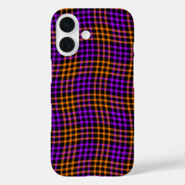Purple Orange Plaid Checker Seamless Pattern iPhone 16 Hülle