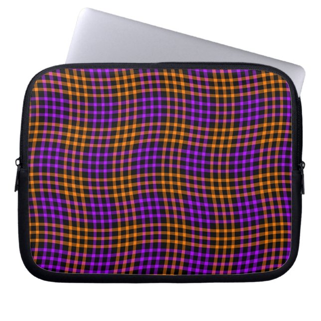 Purple Orange Plaid Checker Seamless Pattern Laptopschutzhülle (Vorderseite)