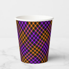 Purple Orange Plaid Checker Seamless Pattern Pappbecher