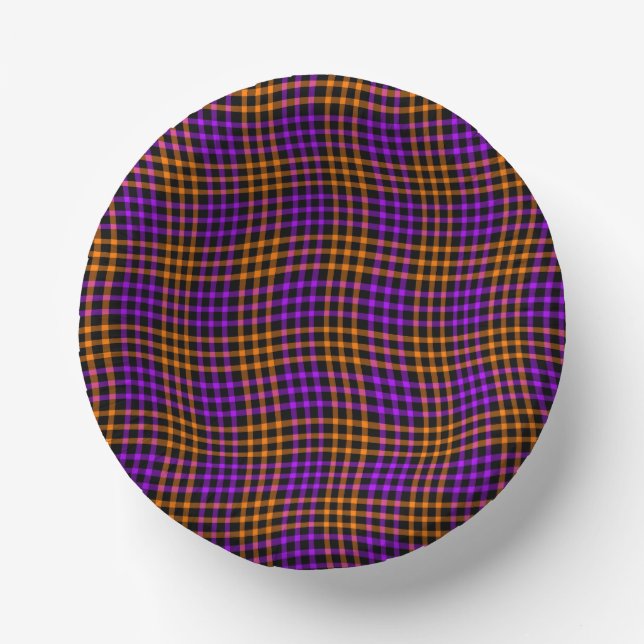 Purple Orange Plaid Checker Seamless Pattern Pappteller (Vorderseite)