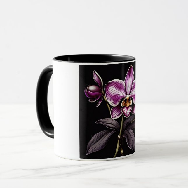 "Purple Orchid Mug - Floral Elegance Cup" Tasse (Vorderseite Links)