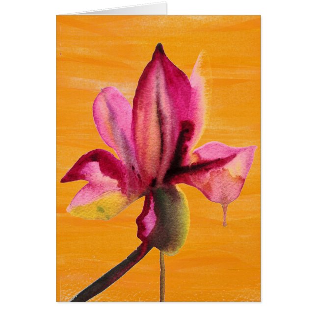 Purple Orchid watercolour orange pop art flower (Vorne)
