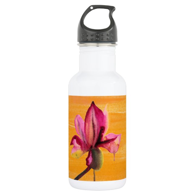 Purple Orchid watercolour orange pop art flower Edelstahlflasche (Vorderseite)
