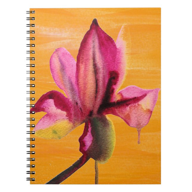 Purple Orchid watercolour orange pop art flower Notizblock (Vorderseite)
