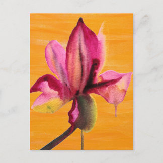 Purple Orchid watercolour orange pop art flower Postkarte