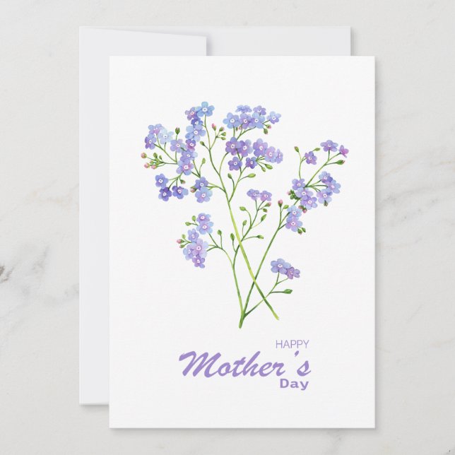 Purple Oubliez-moi pas Fleurs Carte de fête des mè (Devant)