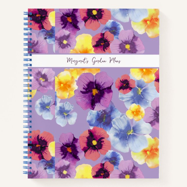 Purple Pansy Elégant Jardin Fleur Carnet Spiral (Devant)