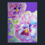 Purple Pansy Floral Flowers Watercolor Poster<br><div class="desc">Purple Pansy floral Watercolor Poster. A glorious poster to compliment any decor. Designed from my original watercolor paintings,  that I painted from my own flower garden.</div>