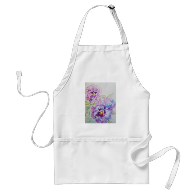 Purple Pansy Flower Floral Art Kitchen Apron Schürze (Vorne)