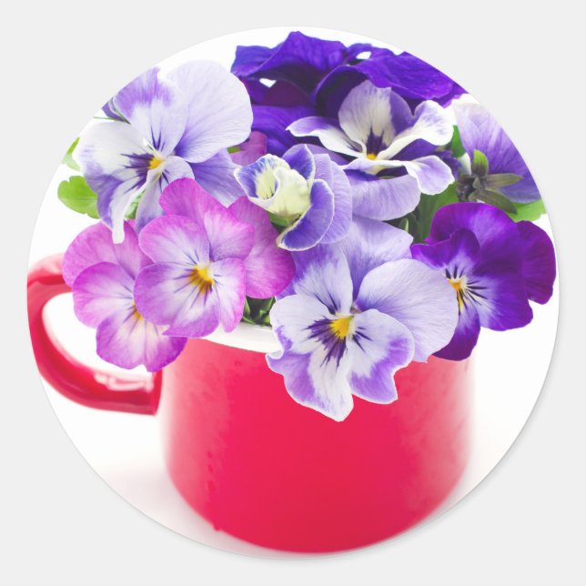 purple pansy runder aufkleber (Vorderseite)
