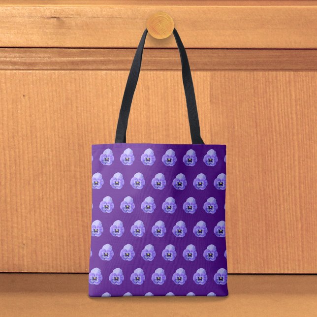 Purple Pansy Seamless Pattern Tote Bag Tasche (Tote bag with seamless pattern of a purple pansy)