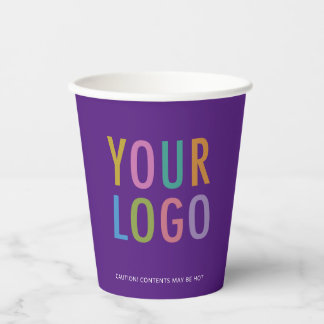 Purple Paper Cups Custom Company Logo Branded 8 oz Pappbecher