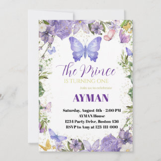 Purple papillon 1er anniversaire Invitation pour g