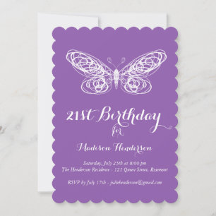 Purple Papillon 21ème anniversaire Invitation