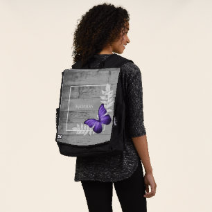 Purple Papillon Rustique sac à dos personnalisé