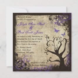 Purple Papillon Vintage Mariage Invitation