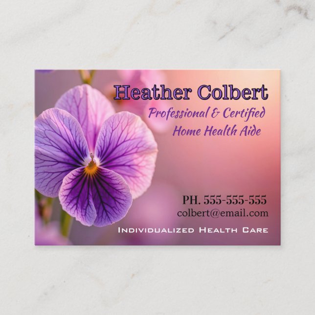 Purple Passion Trusting Friend Caregiver Visitenkarte (Vorderseite)
