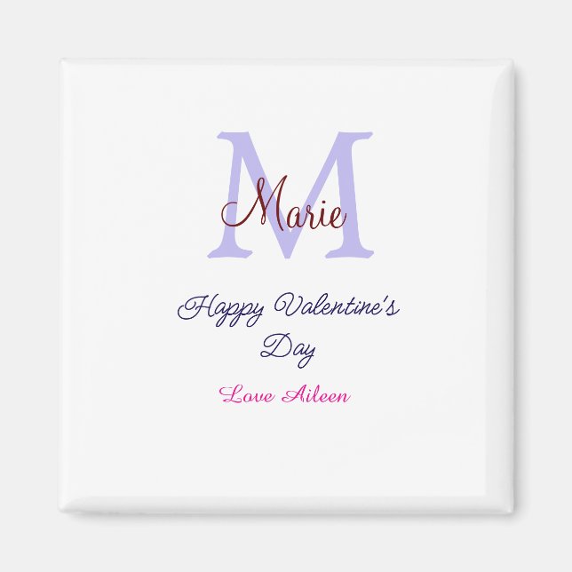Purple pastel happy Valentine's day pink monogram  Magnet (Vorne)