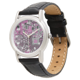 Purple PCB Circuit Board Design for IT Pros Armbanduhr